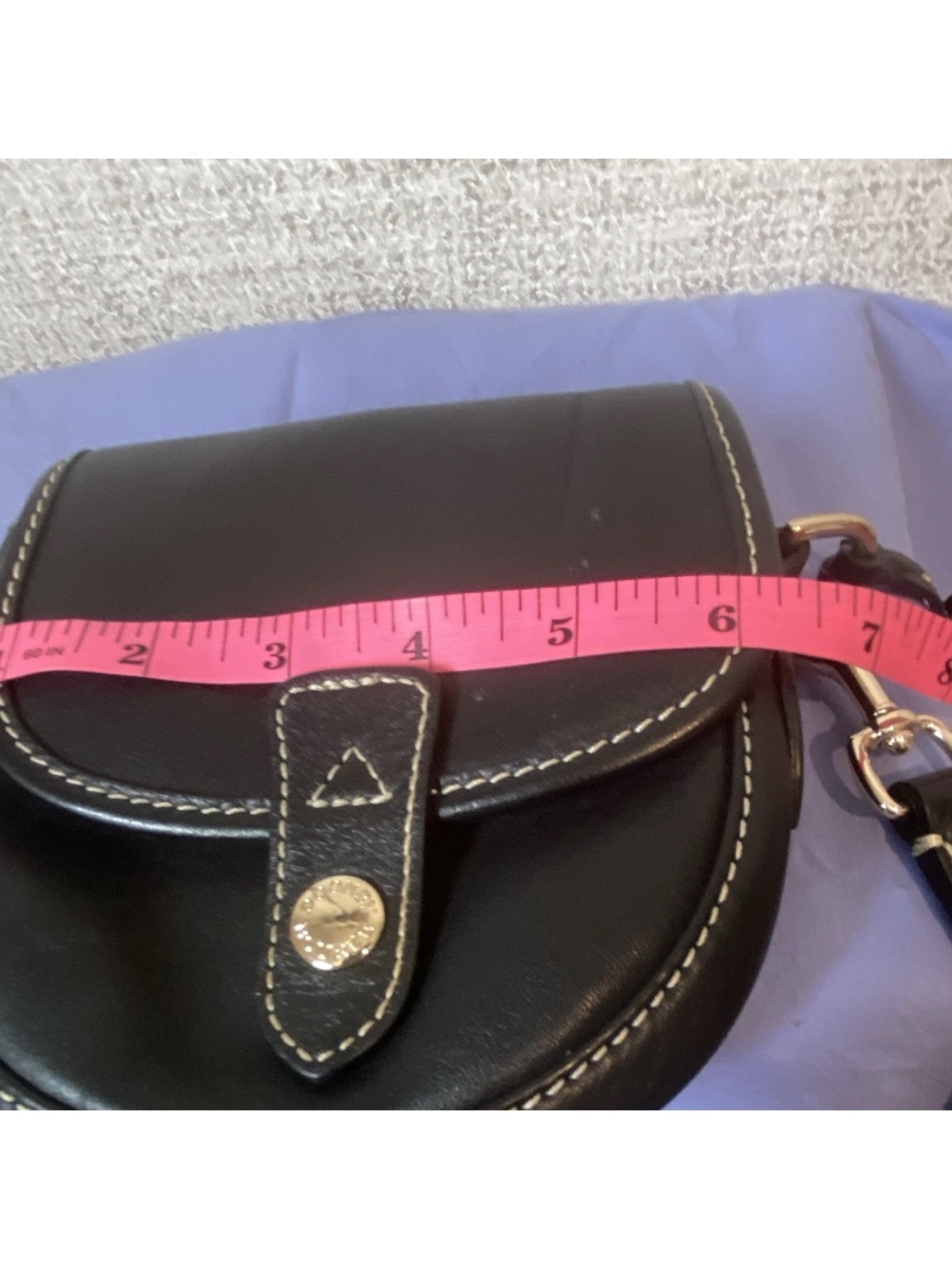Dooney & Bourke Black Leather Mini Saddle Crossbody with Gold Hardware - Picture 12 of 15